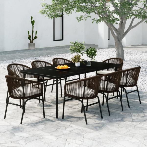 ARDEBO.de - 9-tlg. Garten-Essgruppe Braun
