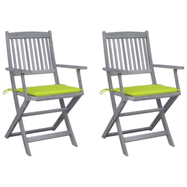 ARDEBO.de - Klappbare Gartenstühle 2 Stk. mit Sitzkissen Massivholz Akazie