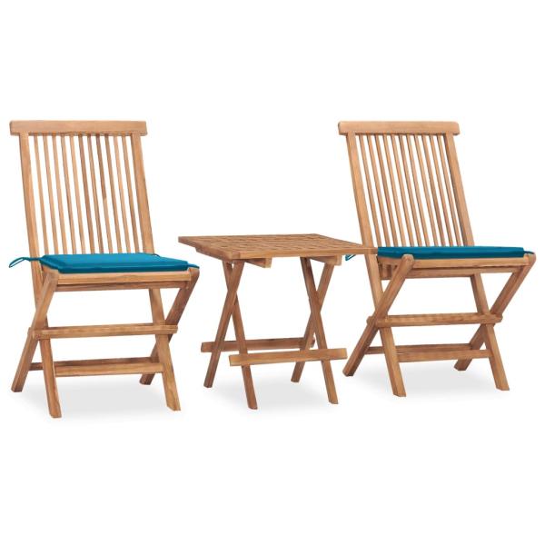 ARDEBO.de - 3-tlg. Garten-Essgruppe mit Kissen Klappbar Massivholz Teak