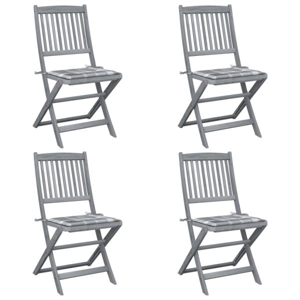 ARDEBO.de - Klappbare Gartenstühle 4 Stk. mit Kissen Massivholz Akazie