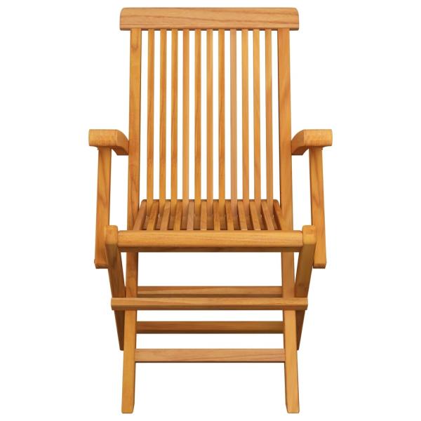Gartenstühle mit Blauen Kissen 4 Stk. Massivholz Teak