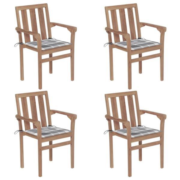 ARDEBO.de - Stapelbare Gartenstühle mit Kissen 4 Stk. Massivholz Teak