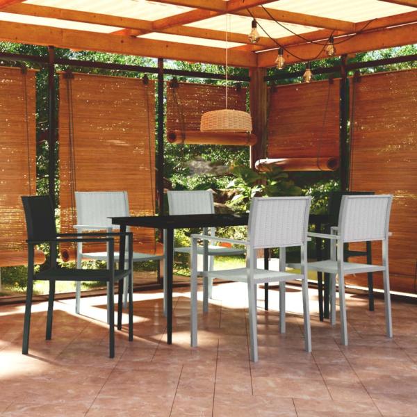 ARDEBO.de - 7-tlg. Garten-Essgruppe Schwarz und Weiß