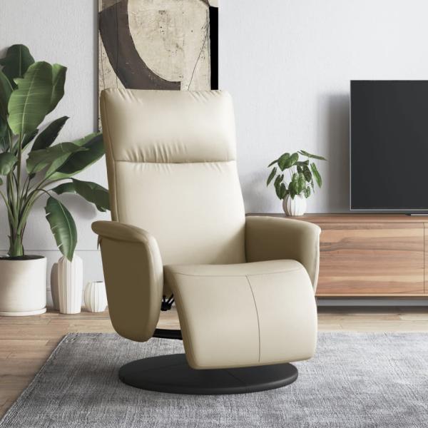 ARDEBO.de - Relaxsessel mit Fußteil Creme Kunstleder