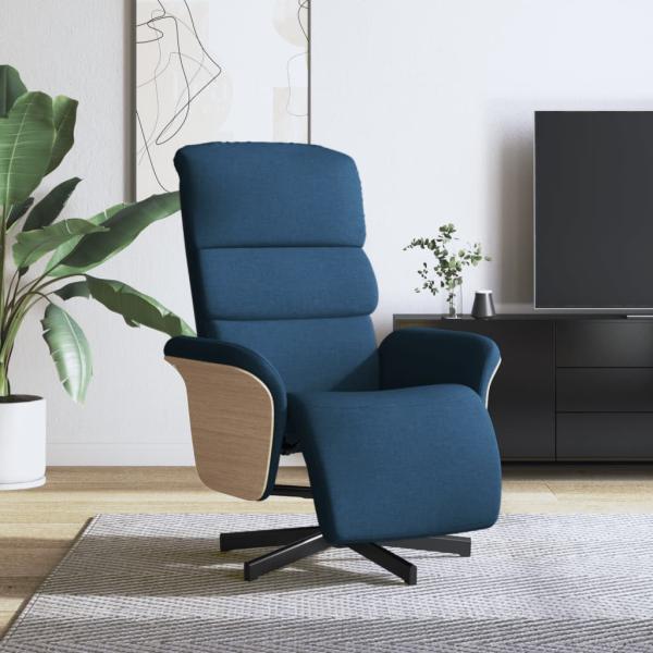 ARDEBO.de - Relaxsessel mit Fußteil Blau Stoff