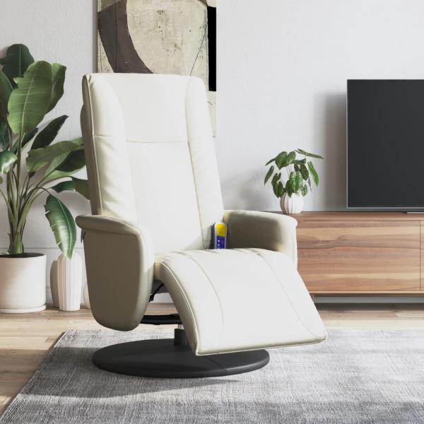 ARDEBO.de - Massagesessel mit Fußteil Creme Kunstleder