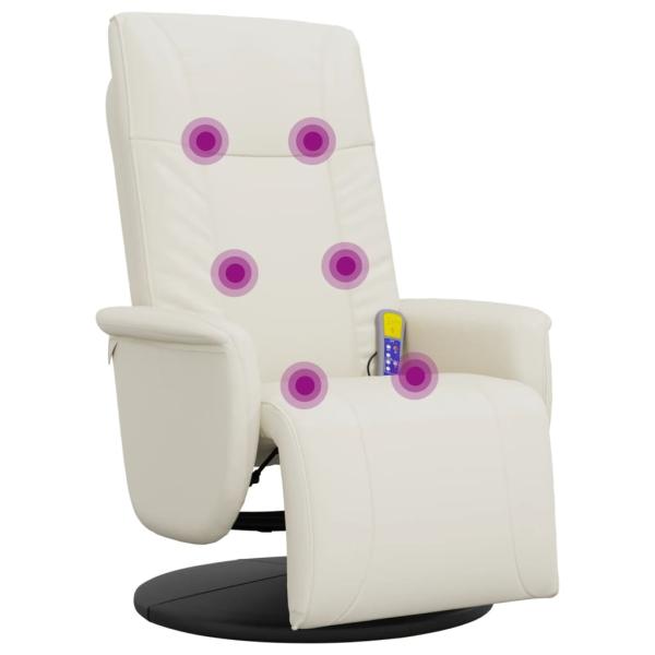 Massagesessel mit Fußteil Creme Kunstleder