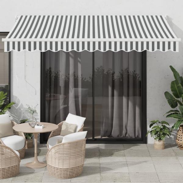 ARDEBO.de - Markise Einziehbar Anthrazit & Weiß 3,5x2,5 m Stoff & Aluminium