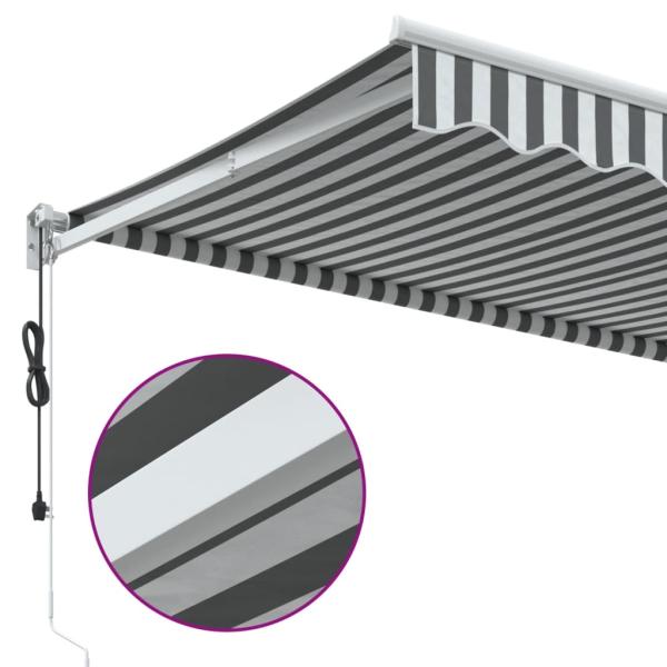 Markise Einziehbar Anthrazit & Weiß 3,5x2,5 m Stoff & Aluminium