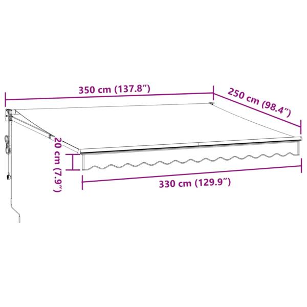 Markise Einziehbar Anthrazit & Weiß 3,5x2,5 m Stoff & Aluminium
