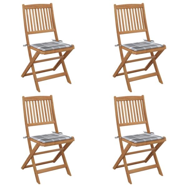 ARDEBO.de - Klappbare Gartenstühle 4 Stk. mit Kissen Massivholz Akazie