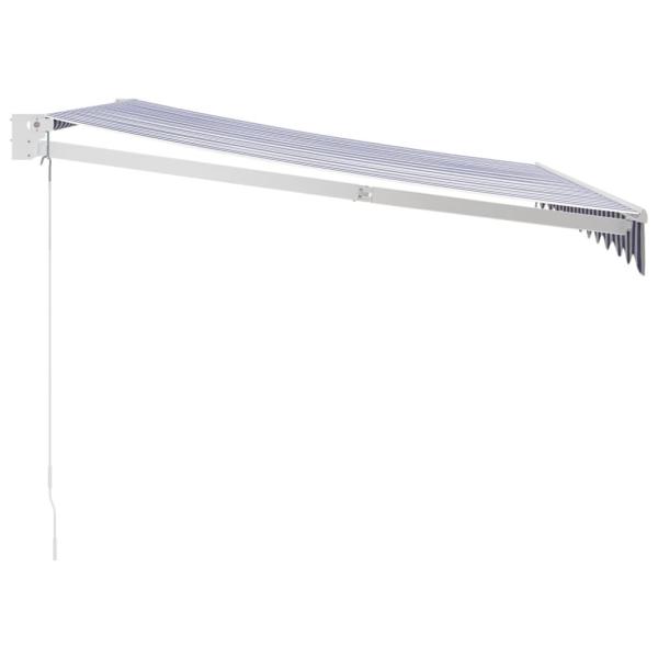 Markise Einziehbar Blau und Weiß 3x2,5 m Stoff und Aluminium
