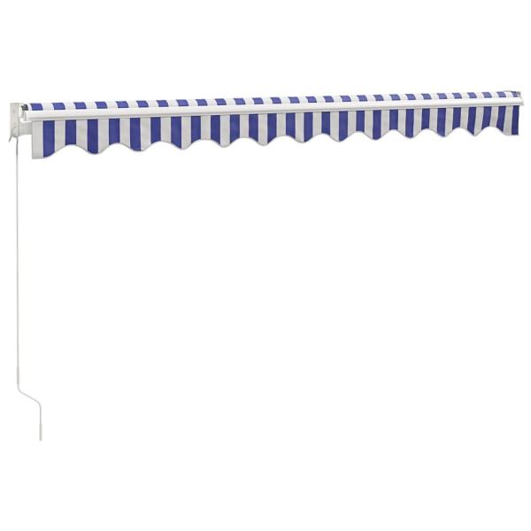 Markise Einziehbar Blau und Weiß 3x2,5 m Stoff und Aluminium