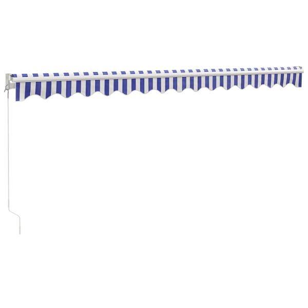 Markise Einziehbar Blau und Weiß 4x3 m Stoff und Aluminium