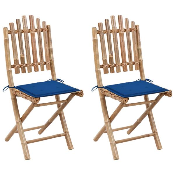 ARDEBO.de - Klappbare Gartenstühle 2 Stk. mit Kissen Bambus