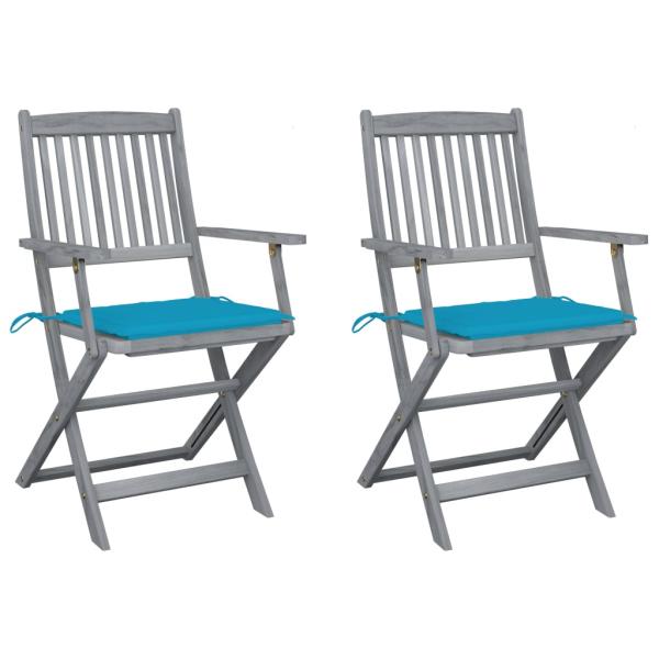 ARDEBO.de - Klappbare Gartenstühle 2 Stk. mit Sitzkissen Massivholz Akazie