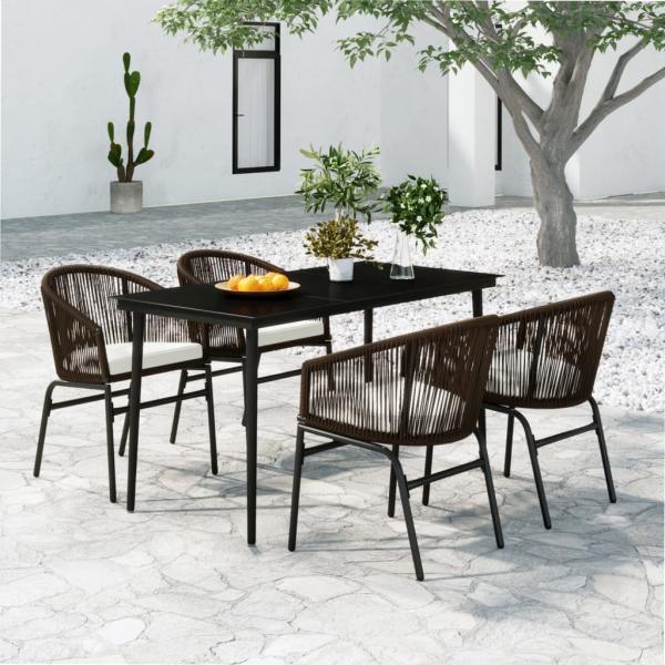 ARDEBO.de - 5-tlg. Garten-Essgruppe Braun