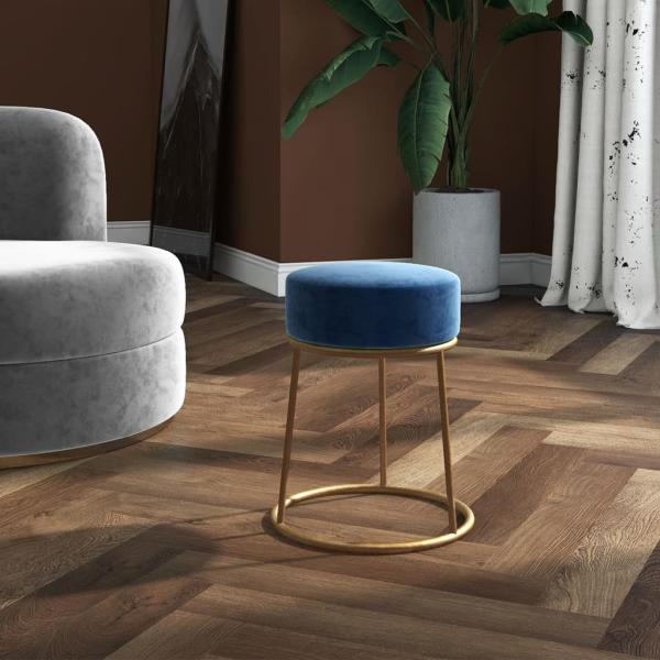 ARDEBO.de - Runder Hocker Blau Samt