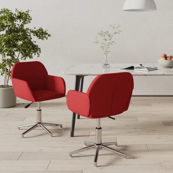 ARDEBO.de - Esszimmerstühle 2 Stk. Drehbar Weinrot Stoff