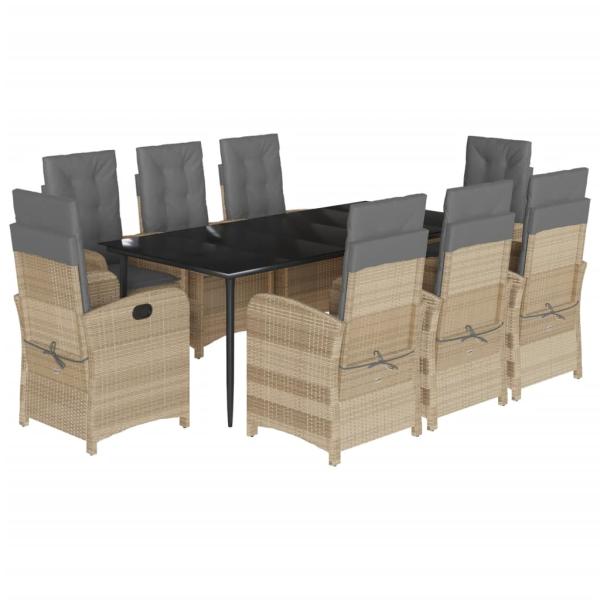 9-tlg. Garten-Essgruppe mit Kissen Beigemischung Poly Rattan