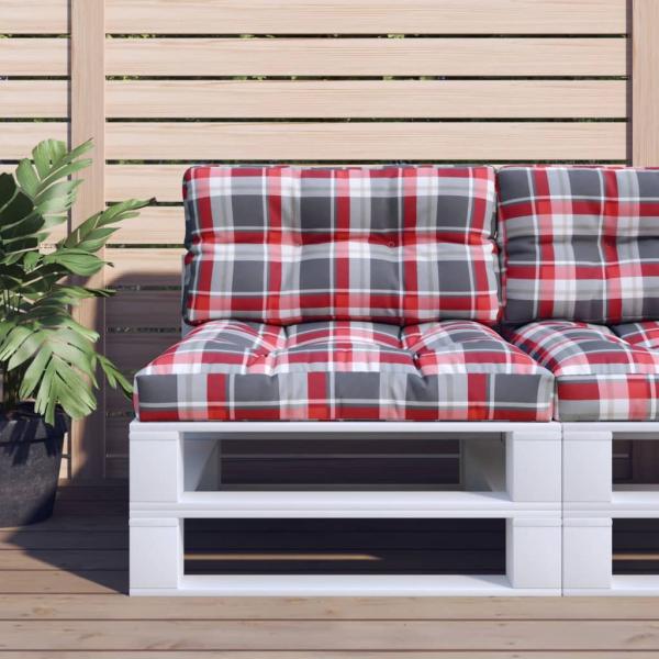 ARDEBO.de - Palettenkissen Rot Karomuster 80x40x12 cm Stoff