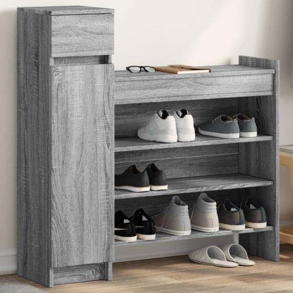 ARDEBO.de - Schuhschrank Grau Sonoma 100,5x28x100 cm Holzwerkstoff