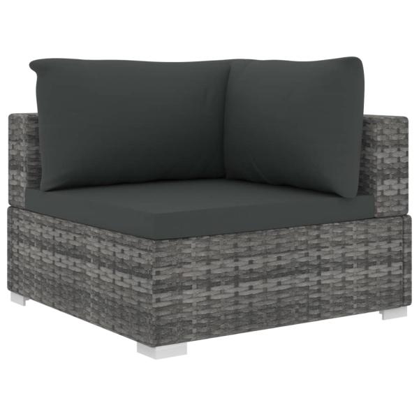 10-tlg. Garten-Lounge-Set mit Auflagen Poly Rattan Grau