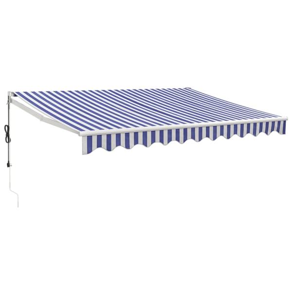 Elektrische Markise mit Kurbel Blau und Weiß 3,5x2,5 m