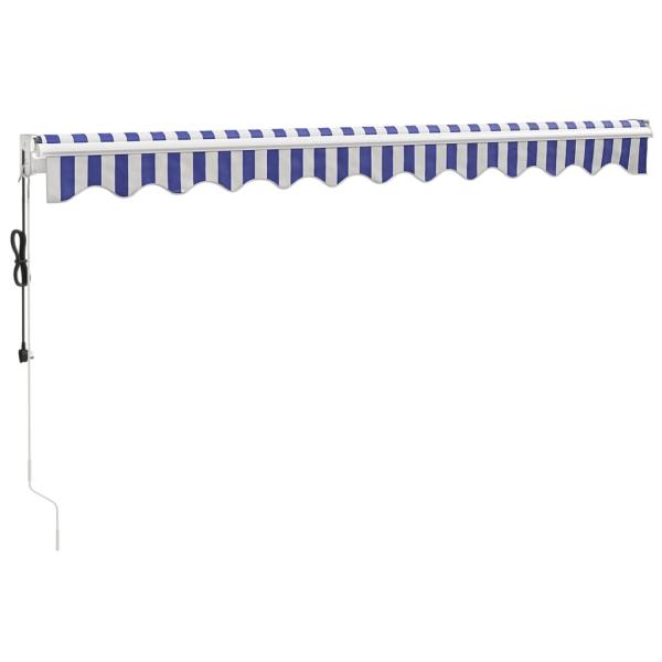 Elektrische Markise mit Kurbel Blau und Weiß 3,5x2,5 m