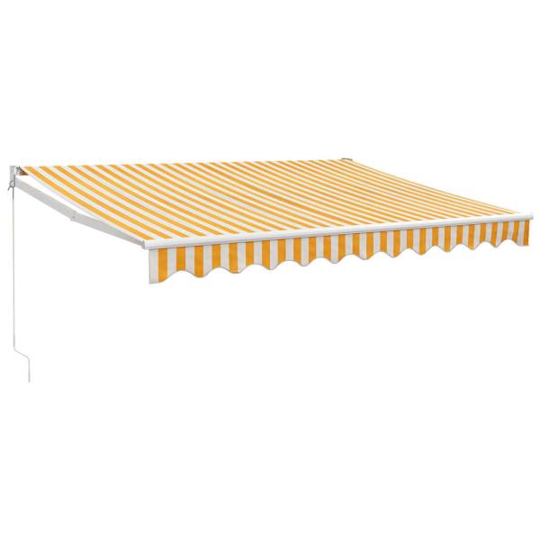 Markise Einziehbar Gelb und Weiß 3,5x2,5 m Stoff und Aluminium