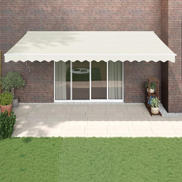ARDEBO.de - Markise Einziehbar Creme 5x3 m Stoff und Aluminium