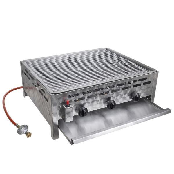 ARDEBO.de - vidXL Gastro-Gasgrill 3 Flammen Edelstahl Silbern