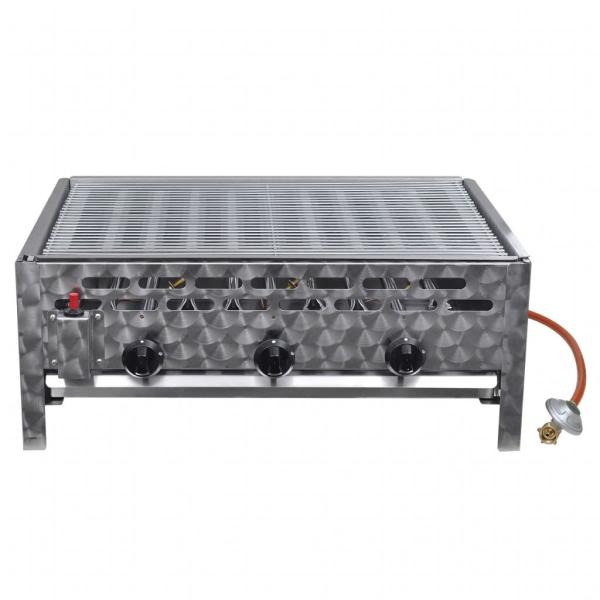 vidXL Gastro-Gasgrill 3 Flammen Edelstahl Silbern