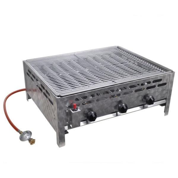 vidXL Gastro-Gasgrill 3 Flammen Edelstahl Silbern