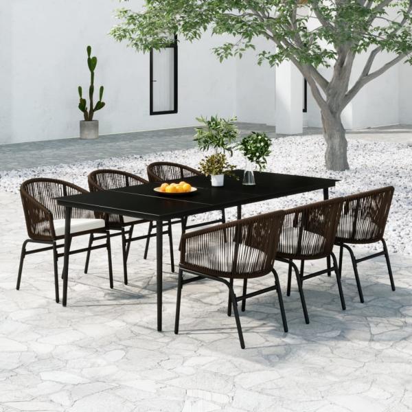 ARDEBO.de - 7-tlg. Garten-Essgruppe Braun