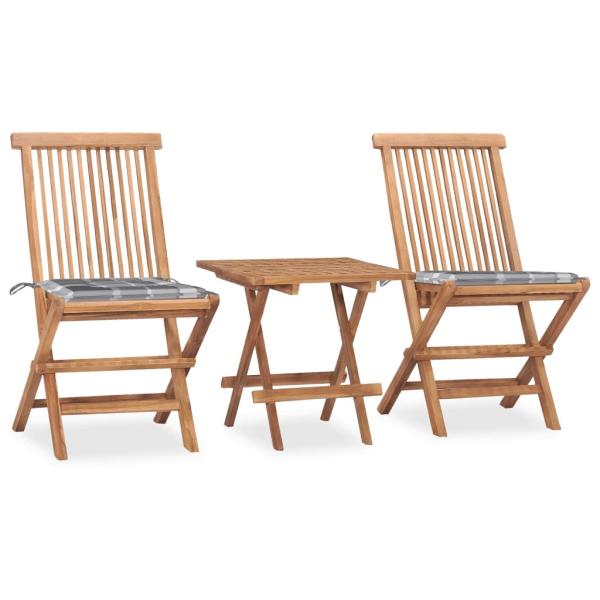 ARDEBO.de - 3-tlg. Garten-Essgruppe mit Kissen Klappbar Massivholz Teak