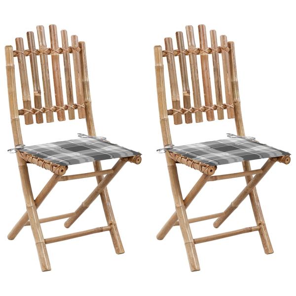 ARDEBO.de - Klappbare Gartenstühle 2 Stk. mit Kissen Bambus
