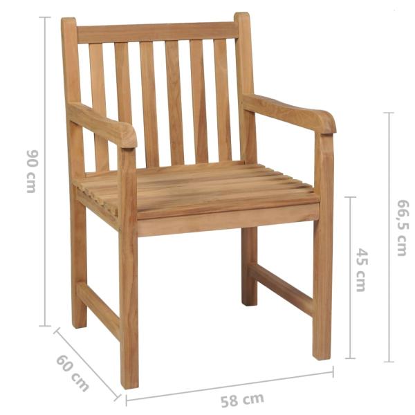 Gartenstühle 6 Stk. Graue Karomuster-Kissen Massivholz Teak