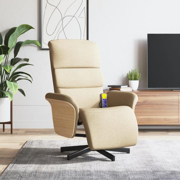 ARDEBO.de - Relaxsessel mit Fußteil Creme Stoff