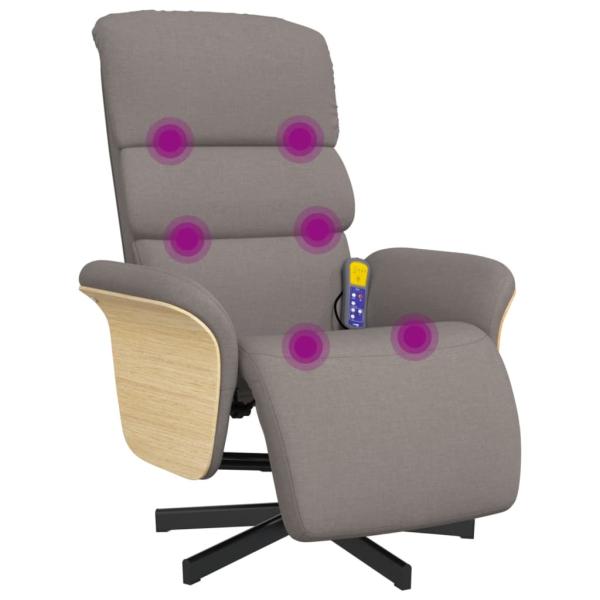 Massagesessel mit Fußteil Taupe Stoff