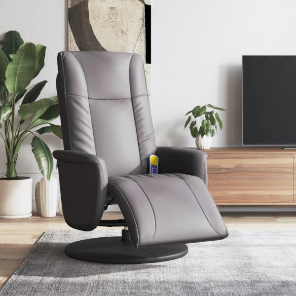 ARDEBO.de - Massagesessel mit Fußteil Grau Kunstleder
