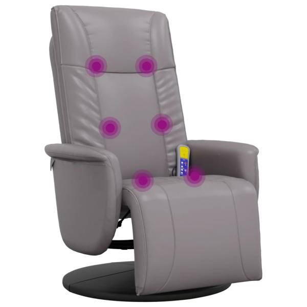 Massagesessel mit Fußteil Grau Kunstleder