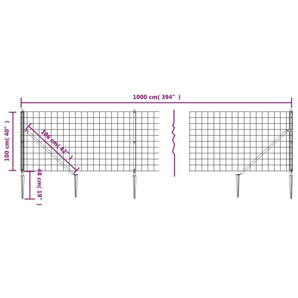 Maschendrahtzaun mit Bodenhülsen Grün 1x10 m