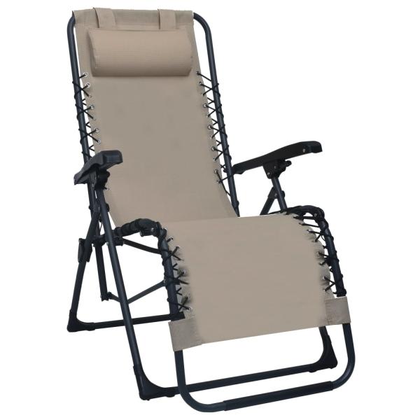 ARDEBO.de - Klappbarer Liegestuhl Taupe Textilene