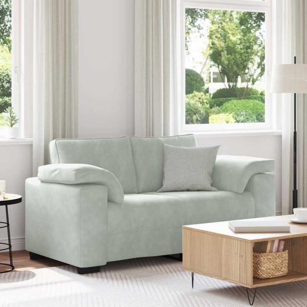 ARDEBO.de - Zweisitzer-Sofa Hellgrau 120 cm Samt