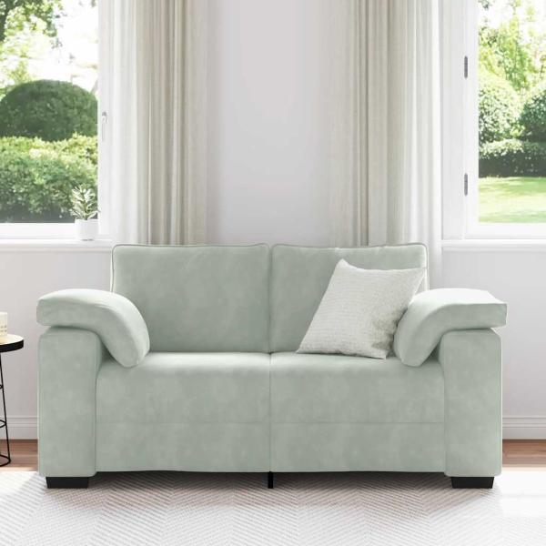 Zweisitzer-Sofa Hellgrau 120 cm Samt