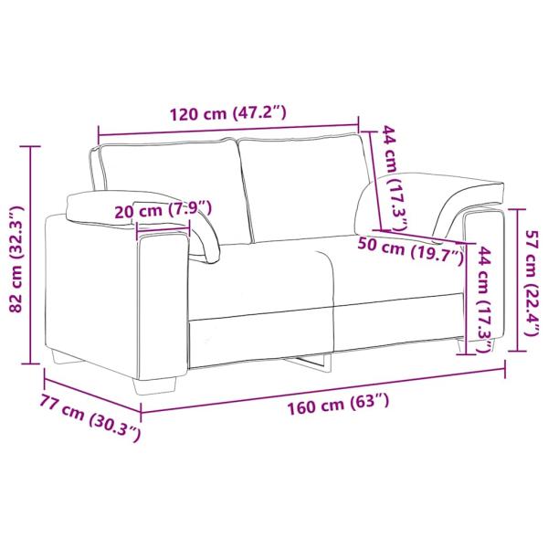 ARDEBO.de - Zweisitzer-Sofa Schwarz 120 cm Samt