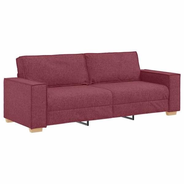 3-Sitzer Sofa Stuhl Hellgrau 59 cm Stoff Burgunderrot Polyester