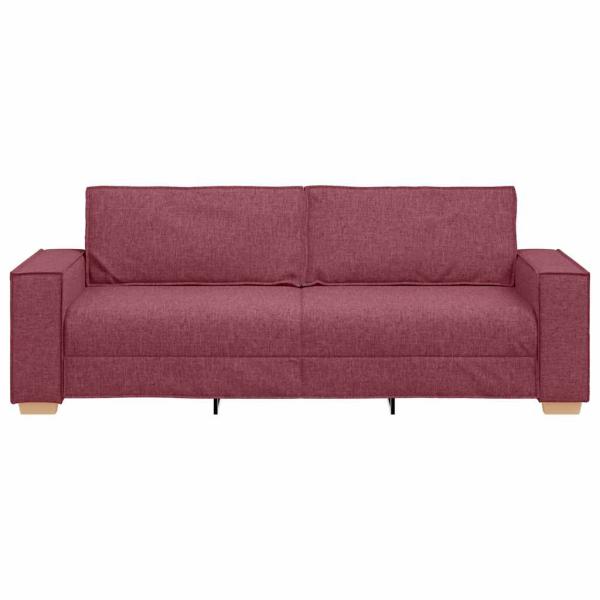 3-Sitzer Sofa Stuhl Hellgrau 59 cm Stoff Burgunderrot Polyester
