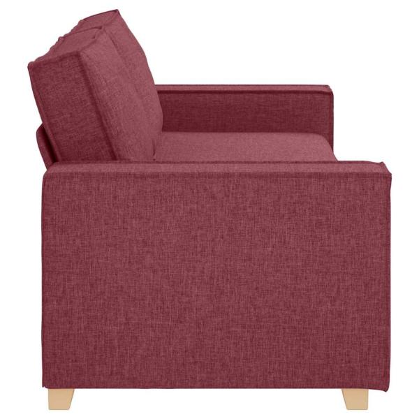 3-Sitzer Sofa Stuhl Hellgrau 59 cm Stoff Burgunderrot Polyester
